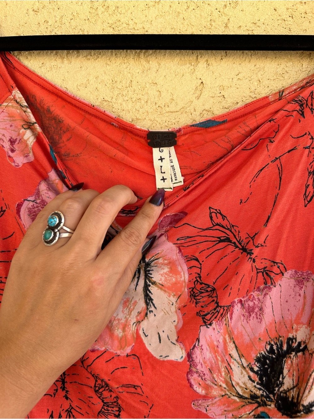 We The Free Birds Of Paradise Off-Shoulder Orange Floral Bell-Sleeve Top - Picture 5 of 7